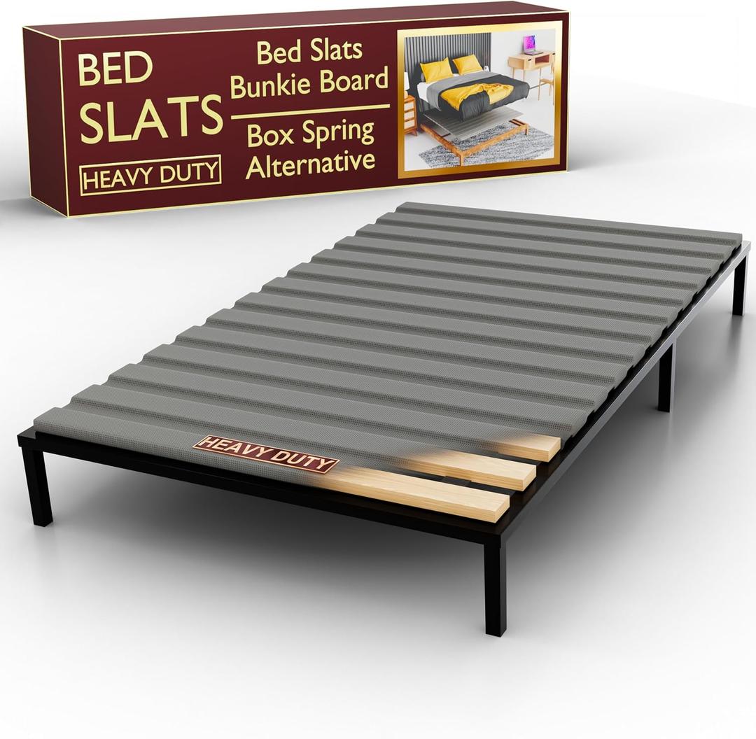 Treaton, 0.75-Inch Heavy Duty Horizontal Wooden Bunkie Board/Bed Slats, 72" x 54", Grey