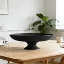 Large Black Decorative Bowl, Decorative Fruit Bowl for Kitchen Counter, Modern Pedestal Bowl for Home Decor, Stylish Key Bowls for Entry Table, Coffee Table Decorations, 11.6” Diameter & 3.8”Height
