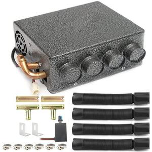Universal 12V Dual blower Iron Compact Heater 4 Vents with Speed Switch Cab Auxiliary Heater Assembly Windscreen Demister Defroster
