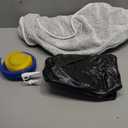 Inflatable Pouf Ottoman, 21x10 Inches Stuffed Chenille Ottoman with Inflatable PVC Liner, Foot Rest with Portable Handle, Round Floor Pillow for Living Room, Bedroom, Kids Room (Grey)