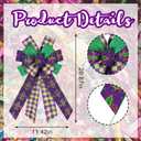 Hying Large Mardi Gras Bows for Wreath, Mardi Gras Fleur de Lis Wreath Bows Glitter Purple Plaid Bows Fat Tuesday Tree Bows Ornaments for Front Door Home New Orleans Carnival Decorations