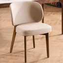 YOUNUOKE Upholstered Dining Chair, Modern PU Leather Dining Room Chair with Wood Legs, Widen Backrest Comfy Armless Side Kitchen Chairs, Khaki (Single Pack)