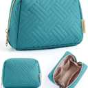 BAGSMART Small Makeup Bag, Travel Cosmetic Bag Make Up Pouch Small Travel Zipper Pouch,Water-resistant Toiletry Bag,Makeup Organizer Bag for Women, Blue (01-Teal Blue)