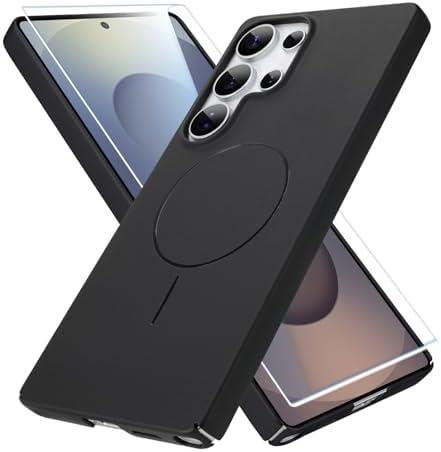 Goarshy for Samsung Galaxy S25 Ultra Case [Compatible with MagSafe] Shockproof & Soft Bumper with Tempered Glass Film, Large Hole Lens Protective Design Slim Thin S25 Ultra Case 6.9'' 2025, Black