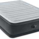 Intex Dura-Beam Deluxe Comfort-Plush Elevated Air Mattress: Fiber-Tech  Queen Size  Built-in Electric Pump  18in Bed Height  600lb Weight Capacity (Grey)