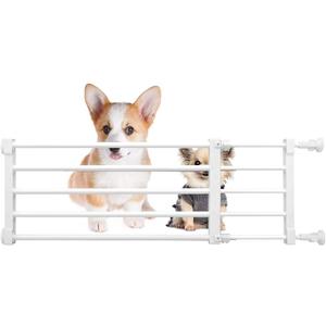 Short Dog Gate Expandable Dog Gate 22"-39.37" to Step Over,Pressure Mount Small Pet Gate,Low Pet Gate-Adjustable,Puppy Gate Indoor for Doorway,Stairs (White, S(9.4''H))