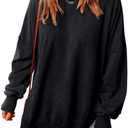 SHEWIN Sweatshirt for Women Loose Fit Casual Long Sleeve Lightweight Pullover Tops Loose Crewneck Sweatshirts Fall Outfits Women Trendy,US 8-10(M),Black