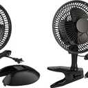 RamPro Portable Desk and Clip on Fan, 6 Inch Fans Small and Quiet Plug In, Small Personal Cooling Fan for Desk Home Bedroom Office, 2 Speed, Adjustable Tilt, Black, 2 Pc