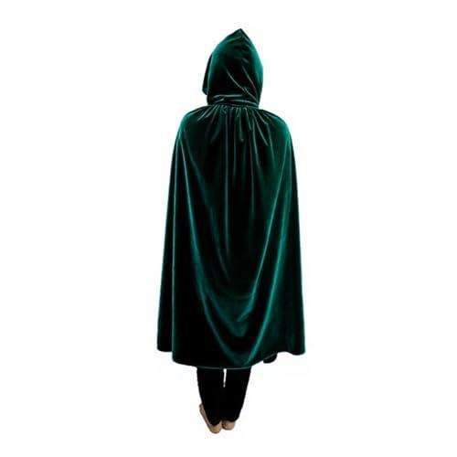 SZBZ Kids Halloween Christmas Costumes Cape Velvet Hooded Cosplay Party Cloak Devil Witch Wizard Robe Ages Green L