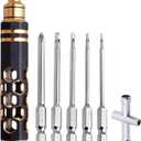 5 in 1 RC Hobby Repair Tools Kit Hex Driver Set Allen Wrench Drill Bits Hex Bit Set & Phillips Screwdriver Bit with Alloy Handle for RC Car Helicopter Drone Boat