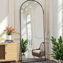 Full Length Mirror 57" x 20" Arched Floor Mirror Wall or Hanging Mounted Mirrors Full Body Mirrors with Stand Simple Home Decor for Bedroom, Dressing Room, Black