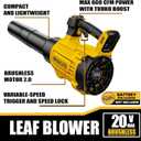 20V Cordless Leaf Blower, Compatible with DeWALT 20V MAX Batteries, Max 600 CFM/125 MPH with Turbo Boost, Brushless Motor 2.0, Variable-Speed Trigger, Lightweight and Compact, Tool Only