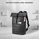 Rolltop Backpack Water Resistant for Adults 15 inch Laptop Backpacks Heavy Duty Commuter Mens Backpack for Work College Travel Black