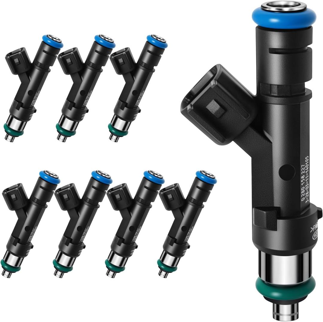 Upgraded 4 Holes GAS Fuel Injectors Fit For Ford: F150 5.0L 2011-2017, Mustang 5.0L 2011-2017, Mustang 5.2L 2015-2020, OEM # 0280158227, BR3Z9F593A, FJ1132, 62408 (8 Pcs)