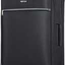 Amazon Basics 28" Large Checked Softside Expandable Suitcase with 360-Degree Multi-directional Spinner Wheels, Expandable Capacity, Zippered Pockets, Telescoping Handle, Black