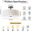 Bargeni Semi Flush Mount Ceiling Light Fixture,16 inch Drum Flush Mount Ceiling Light,Modern Light Fixtures Ceiling Mount with Oil Rubbed Bronze Finish,Semi Flush Ceiling Light for Bedroom,Living Room