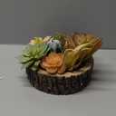 MyGift 8 Inch Round Modern Artificial Succulent Arrangement Potted in Gray Concrete Plant Bowl, Assorted Faux Mini Succulents in a Decorative Planter Pot