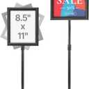 VEVOR Pedestal Sign Holder, 8.5 x 11 Inch Vertical and Horizontal Adjustable Poster Stand, Heavy-Duty Floor Standing Sign Holder with Round Base for Display, Advertisement, and Outdoor, Black