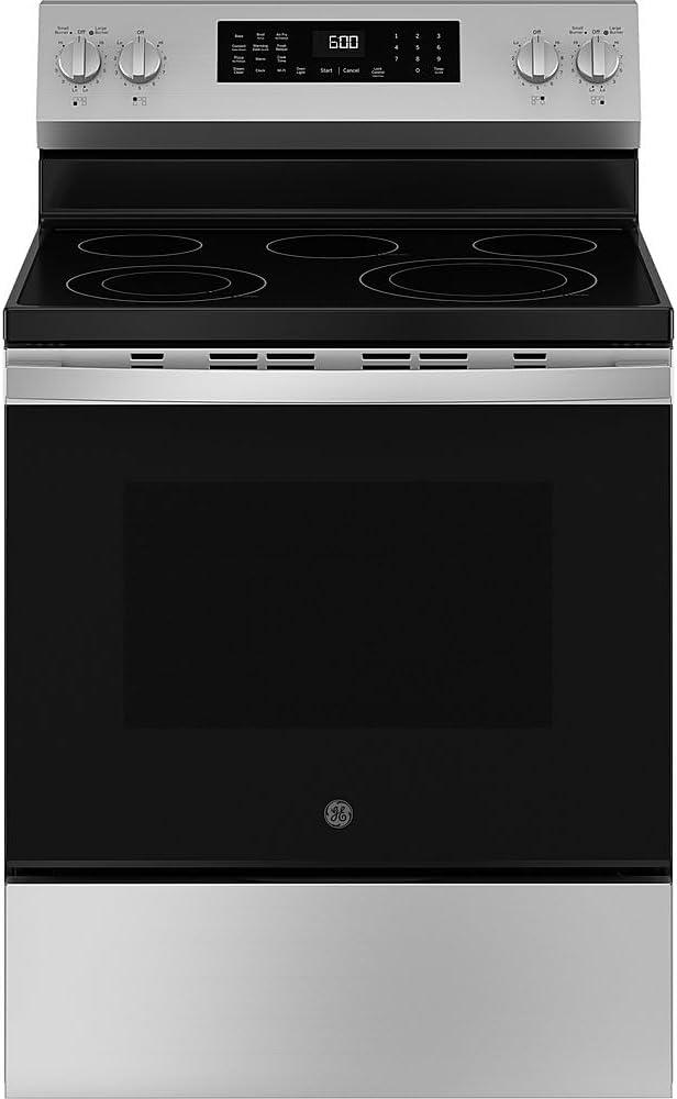 GE GRF600AVSS 30 in. 5 Burner Element Smart Free-Standing Electric Range in Stainless w/EasyWash Oven Tray & No-Preheat Air Fry