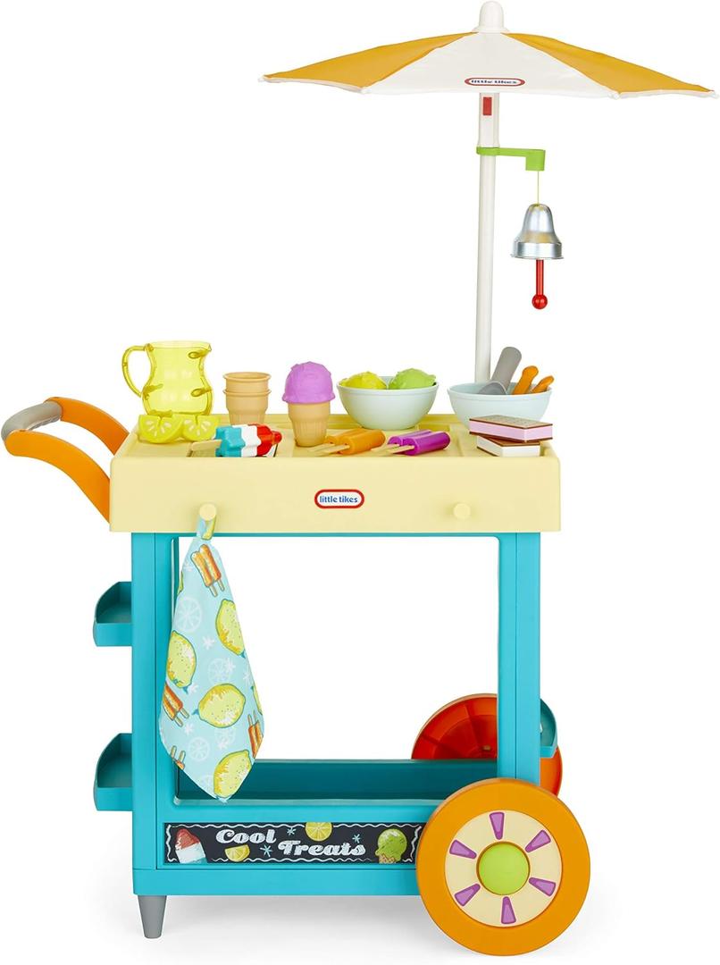 Little Tikes 2-in-1 Lemonade and Ice Cream Stand with 25 Accessories and Chalkboard For Kids Ages 2 plus, 8 X 20 X 18 Inches
