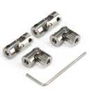 4mm to 4mm Rotatable Universal Steering Joint Shaft Coupling Connector L23x D9 with Screws with Wrench, 4pcs/Pack (Size: 4mm to 4mm)
