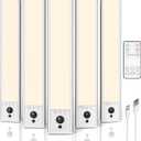 EZVALO 5-Pack Under Cabinet Lighting, 2400mAh Motion Sensor Light, LED Closet Lights Wireless, 2700K Dimmable, Timer, Magnetic, with Remote Control for Kitchen, Closet, Stair (Warm White)