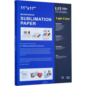 LIT Sublimation Paper 100sheets 11x17" 110gsm - Heat Press Transfer Paper For Any Epson Sawgrass Ricoh HP Inkjet Printers With Sublimation Ink For Unique Crafts Holiday Gifts Mugs Tumblers T-shirts