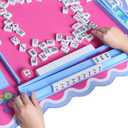Mahjong Racks with Pushers, Blue Wooden American Mahjong Tile Pushers and Racks Set of 4, with White Printed Mahjong Racks Drawstring Bag, Mahjong Accessories (19.68 Inches)