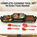 Electric Hot Pot and Grill Combo, Korean BBQ Indoor Smokeless Grill with Nonstick Surface,Large Tabletop Cooker for Family & Party, Includes Cooking Tool Set (Ladle, Strainer, Tongs, Oil Brush)