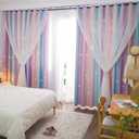 Yancorp Curtains for Girls Bedroom Kids Room Curtain Colorful Window Nursery Curtain 108 inches Length Room Darkening Grommet 2 Layers (Pink Purple, W52 X L108)