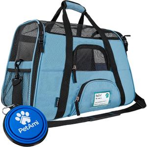 PetAmi Airline Approved Pet Carrier for Cat, Soft Sided Dog Carrier for Small Dogs, Cat Travel Supplies Accessories for Indoor Cats, Ventilated Pet Carrying Bag Medium Large Kitten Puppy, Large Blue