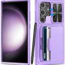 for Samsung Galaxy S23 Ultra Wallet Case with Card Holder & Kickstand & Slide Lens Cover, Rugged Anti-Drop Protective Phone Case Cover Compatible with Samsung Galaxy S23 Ultra 5g 2023, Purple