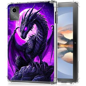 Clear Case for Lenovo Tab M11/Tab K11 LTE 11 Inch 2024, Transparent TPU Silicone Protective Shell Shockproof Case for Lenovo M11 Tablet (TB330FU/TB330XU), Purple Moon Dragon