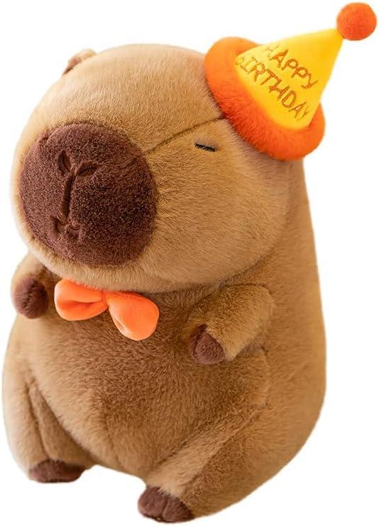 Cute Birthday Capybara Plush,12inch Kawaii Capybara Stuffed Animal Soft Stuffed Toy Birthday Gifts Party Decoration for Kids