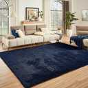 Floralux 6x9 Area Rug Living Room Rugs, Dark Blue, Ultra Soft Fluffy Furry Carpet for Bedroom, Non-Slip Indoor Floor Carpets for Kids Boys Girls Dorm, Nursery, Home Decor Aesthetic