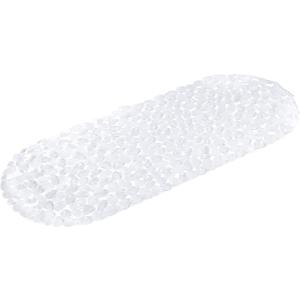 Navaris Pebble Bath Mat - Non Slip Bath Mat with Suction Cups for Bathtub Tub Shower Floor Bathroom 39" x 15.4" - PVC Plastic Rock Shape - Transparent