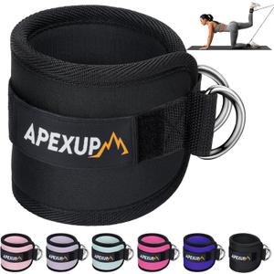 APEXUP Ankle Strap for Cable Machine, Ankle Resistance Bands, Cable Kick Back Ankle Straps for Gym, Glute Workouts, Leg Extensions, Adjustable Straps with Neoprene Padding