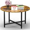 Round Coffee Table, Small Coffee Tables for Living Room, Wood Coffee Table with Metal Frame, Floor Table Desk for Sitting on The Floor, Home, Office, Farmhouse, Rustic Brown (23.6"D x 17.7"H) (1T, Style5-higher Rusbrown)