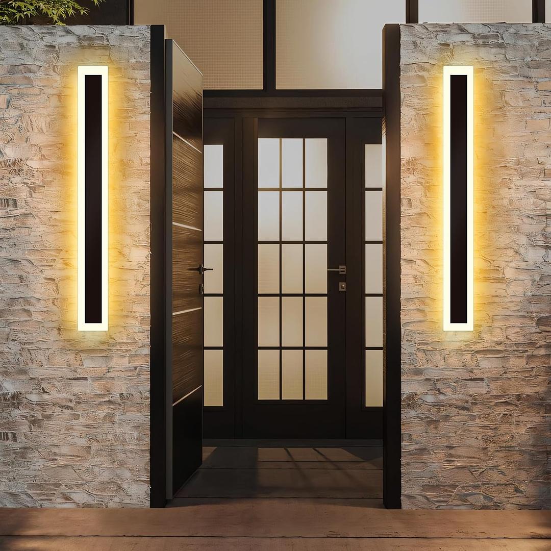 Modern - Outdoor - Lights 2 pack-39.4inch, 3000k Long Wall Led Light for House/Porch, Waterproof Ip65 Black Outside Led Wall Mounted Sconce Lighting Fixtures, 39.4in-2pack
