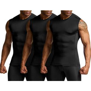 TSLA mens Baselayer Tops Sleeveless 2XL Black