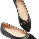 BABUDOG Women's Black Flats Shoes,White Dress Shoes for Women,Crimping Faux Suede Ballet Flats Comfortable Size 8/39