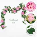 Teldrassil 4Pcs(26 FT) Artificial Rose Vine Fake Flower Garland Fake Silk Rose Hanging Vine for Wedding Party Background Arch Garden Background Decoration (Purplish Red), 6.5 ft