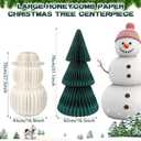 31.1" Large Christmas Tree Honeycomb Paper Xmas Tree and Snowman Decorations Huge Folding 3D Home Centerpiece Christmas Honeycombs Decor for Xmas Indoor Home Holiday Winter Decor,2 Pcs,Green and White