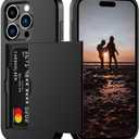 Nvollnoe Compatible with iPhone 15 Pro Case with Card Holder Heavy Duty Protective Dual Layer Shockproof Hidden Card Slot Slim Wallet Phone Cover for Women&Men 6.1 inch(Black)