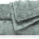 TOONOW Faux Fur Luxury Throw Blanket,Double Side Soft Fluffy Shaggy Fuzzy Blanket for Couch Sofa Bed (Glacier Gray, Throw)