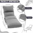 Kigley 2 Pcs Chaise Lounge Cushions, 78 x 22 x 4.7 Inch Outdoor Lounge Chair Cushions with Pocket, Thick Tufted Patio Recliner Replacement with Ties, Fade Resistant for Pool Furniture (Light Gray)