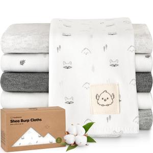 Organic Burp Cloths Baby Boy, Girl - 6-Pack Large 100% Cotton Burping Cloths for Babies, Spit Up Rags, Super Absorbent, Ultra Soft Newborn Rag, Gender Neutral, Machine Washable, Durable (Neutrals)