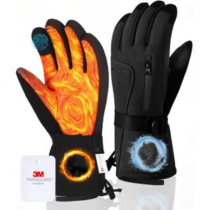 GXCROR Winter Gloves for Men & Women, Waterproof Touchscreen Ski Gloves with 3M Thinsulate -22°F Warmth, Windproof Cold Weather Gloves for Skiing, Snowboard, Snowmobile (Large, Black)