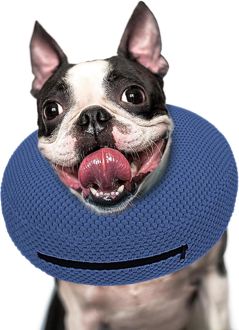 Supet Inflatable Dog Cone Collar for Dogs to Stop Licking, Dog Donut Collar After Surgery, Soft Pet Cone for Dogs, S