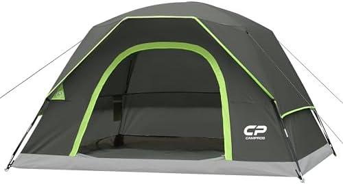 CAMPROS CP 4 Person Tent, Dome Tents for Camping with Rainfly, Waterproof Camping Tent Easy Set Up, Portable Family Tent with Large Mesh Window & Carry Bag for Outdoor Hiking